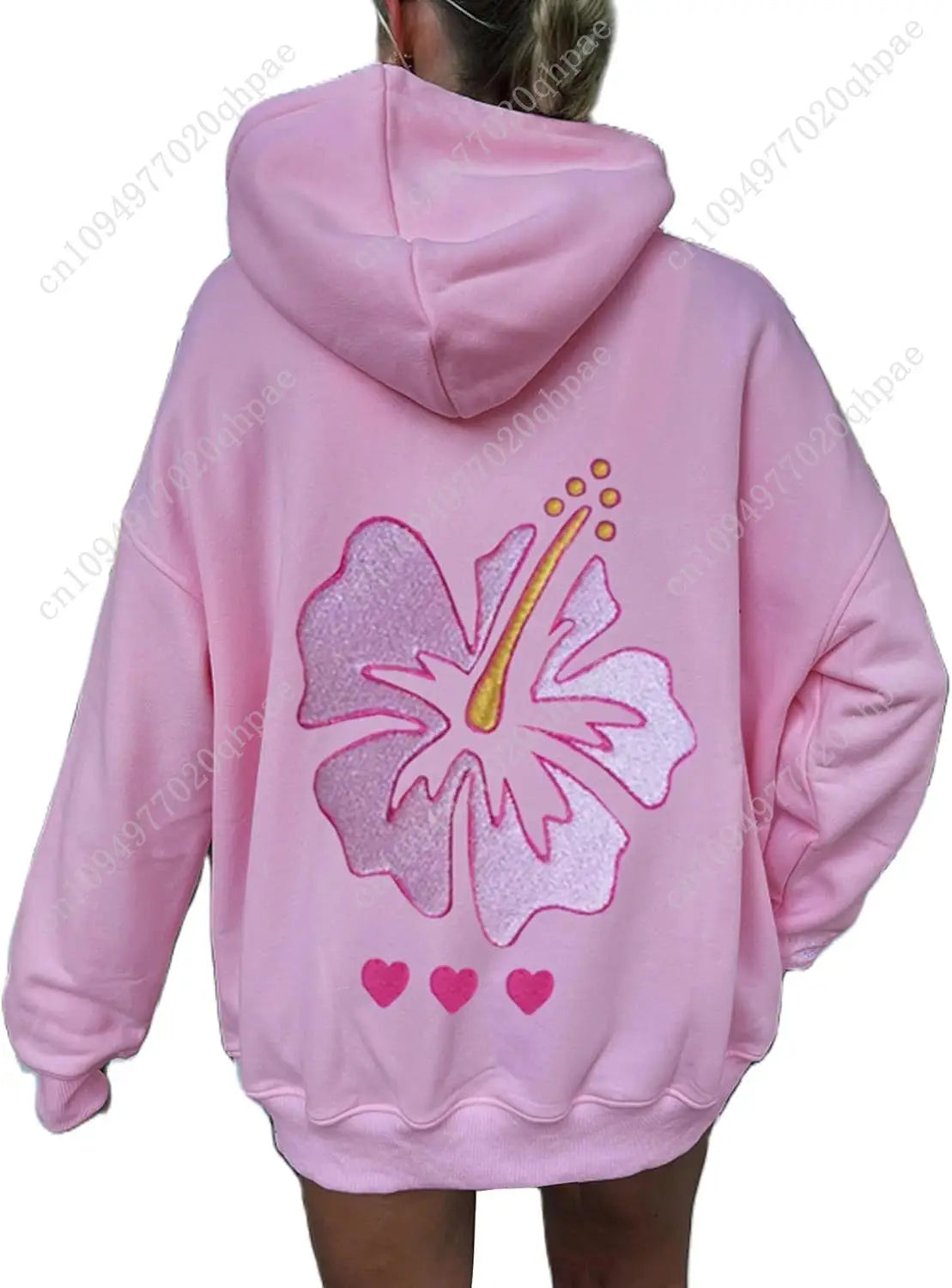Cute Hoodies for Teen Girls Women Y2k Floral Graphic Oversized Sweatshirt Long Sleeve Aesthetic Preppy Clothes