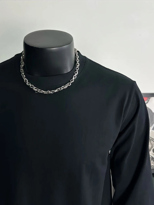 Men's 100% Cotton Long Sleeve T-Shirt Autumn 2025 Crew Neck Loose plus Size High-Quality Comfortable Solid Color Casual Top