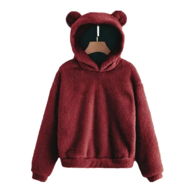 Autumn Winter Women's Hoodies Winter Women Long Sleeve Rabbit Ear Hood