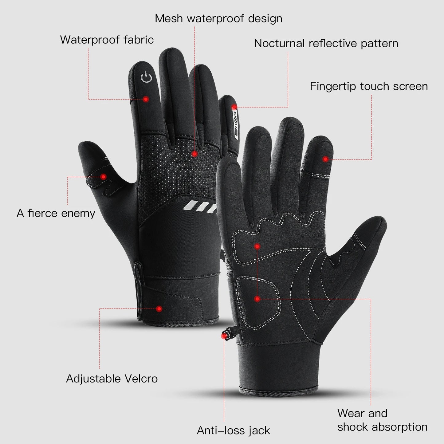 Men Winter Waterproof Cycling Gloves Outdoor Sports Running Motorcycle