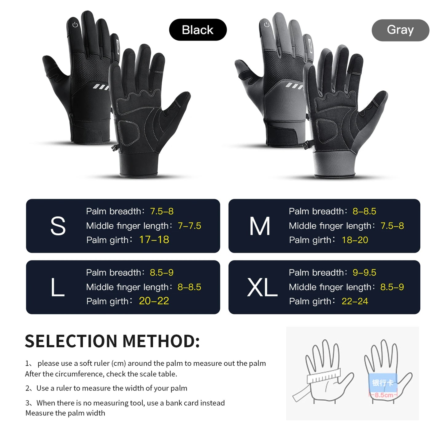 Men Winter Waterproof Cycling Gloves Outdoor Sports Running Motorcycle