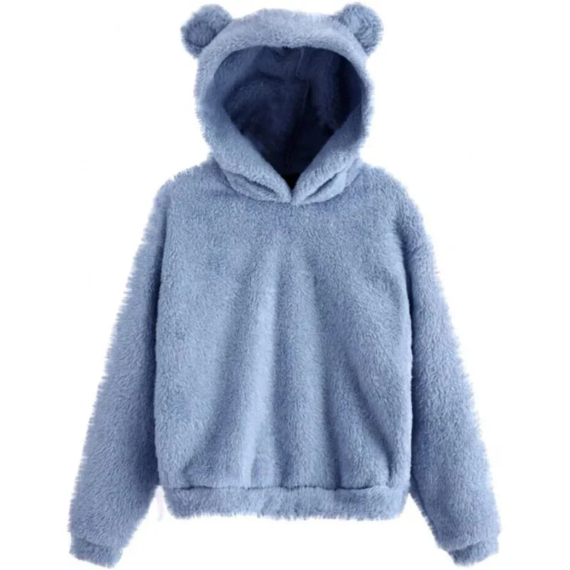 Autumn Winter Women's Hoodies Winter Women Long Sleeve Rabbit Ear Hood