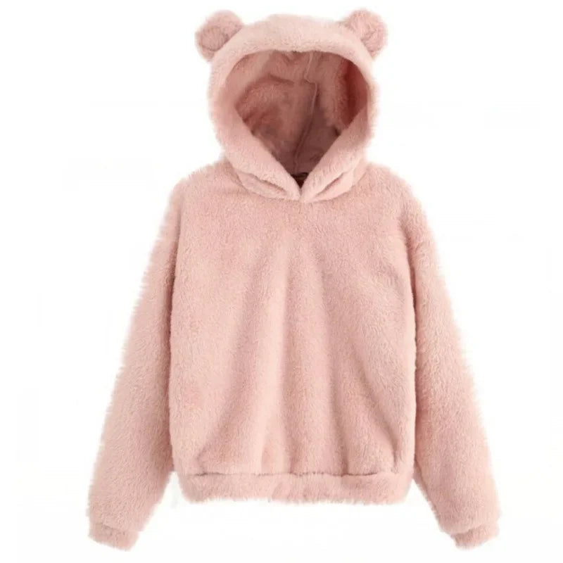 Autumn Winter Women's Hoodies Winter Women Long Sleeve Rabbit Ear Hood