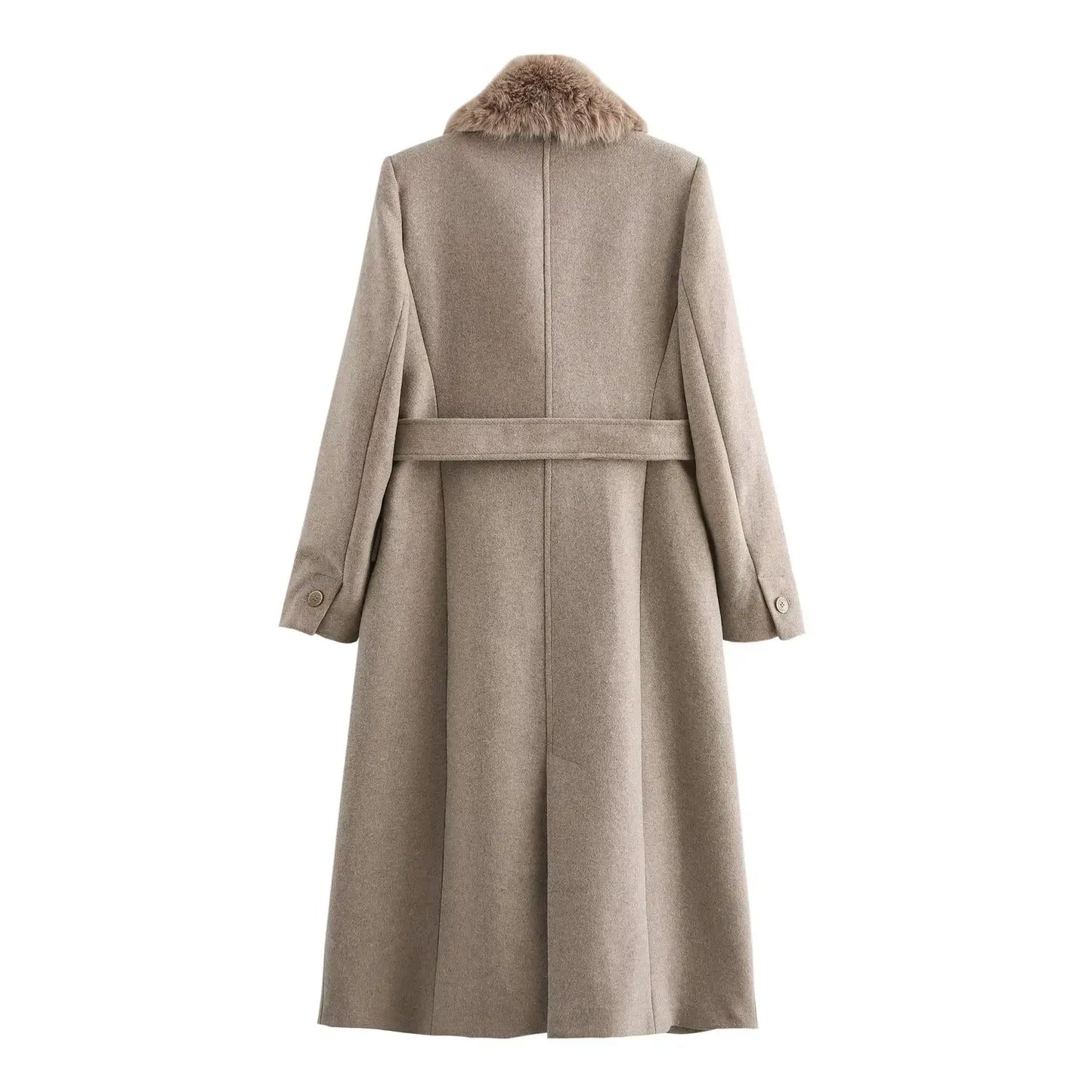 autumn and winter new women's clothing detachable fur collar tie coat